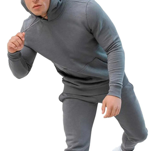 Survêtement à capuche pour homme, coupe droite, longueur intégrale, sweat-shirt décontracté avec poches latérales, vêtement d'automne 100% coton, couleur unie 2026 - Product Image 3