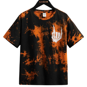 เสื้อยืดผ้าฝ้าย100% ขนาดใหญ่ทำด้วยมือย้อมสีแบบแฟชั่นเครื่องแต่งกายแนวสตรีท - Product Image 5