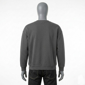 Custom Heavyweight 100% Cotton Crewneck Solid Eco-Friendly Breathable Unisex Plus Size Winter Knitted Sweatshirt OEM Wholesale - Product Image 4