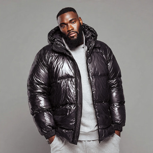 Wholesale Plus Size Puffer <b>Jackets</b> <b>Men</b> Hood <b>Long</b> Sleeve Zipper Oversize Puffer Shiny <b>Jacket</b> <b>Men's</b> Winter Warm Up Puffer <b>Jacket</b> - Product Image 1