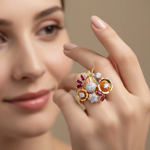 Bague Statement Bouquet Exquis, Collection Jardin, Orné de Pierres, Style Romantique - Product Image 5