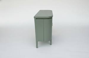 Console d'appoint moderne en chêne massif, armoire de rangement minimaliste, buffet compact, console arrondie, couleur verte écologique - Product Image 4