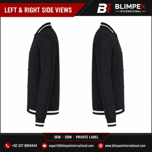 Veste universitaire noire pour homme, veste à boutons pression personnalisée, veste bomber en polyester, veste de baseball, veste avec logo personnalisé brodé - Product Image 5