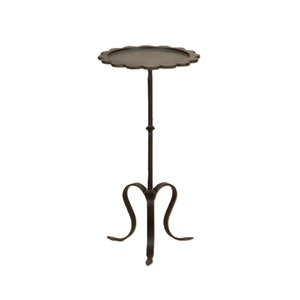 Table d'appoint ronde en laiton antique européen avec pieds trépieds courbés, support à boissons ou à cocktails, table d'appoint, décoration intérieure - Product Image 2