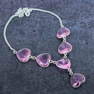 Collier ajustable avec pendentif cœur en argent sterling plaqué or et kunzite fait main, cadeau romantique pour elle, unisexe, idéal pour les fiançailles - Product Image 5