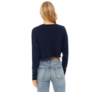 BELLA + CANVAS <strong>Women's</strong> Autumn Crop Crew <strong>Fleece</strong> 7503 <strong>Navy</strong> Pullover Dropped Shoulder Waterproof Breathable Eco-Friendly Sweatshirt - Product Image 3