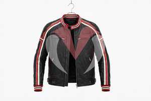 Conjunto de Chaqueta y Pantalones de Motocicleta de Cuero Negro para Hombre, Traje de Conducción Resistente al Viento con Rayas Rojas y Blancas - Product Image 4