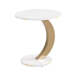 Modern <b>Nesting</b> Coffee <b>Table</b> Set of 2 Golden Oval and Round End <b>Tables</b> for Living Room - Product Image 6