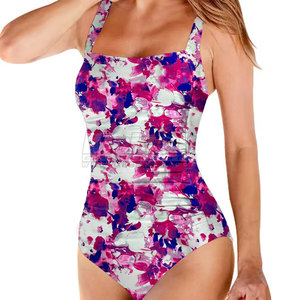 Traje de Baño Entero Cómodo para Mujer, Diseño Estampado, Tela Transpirable, Logotipo Frontal Personalizable, Tela para Uso Diario en el Agua - Product Image 2