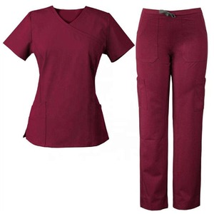 Conjunto de Uniforme Médico Rosa de Algodón para Mujer, Blusa de Manga Corta y Pantalones, Uniformes de Hospital para Personal Médico con Presilla para Estetoscopio y Detección de Agujas - Product Image 3