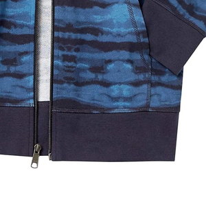 Sweat-shirt à capuche zippé rayé bleu pour homme, coupe classique, décontracté, pour l'automne, 100 % polyester tricoté respirant - Product Image 6