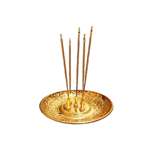 Bandeja Redonda Decorativa de Metal para Incienso con 5 Soportes, Quemador de Incienso Ornamentado, Soporte para Dhoop para el Hogar, Templo y Mesa - Product Image 3