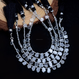 ลูกปัดเพทายสีขาวธรรมชาติพรีเมี่ยมแฮนด์เมด6นิ้ว6X8มม. พลอยรูปทรงเรียบสำหรับสร้อยข้อมือเครื่องประดับสร้อยคอ - Product Image 1