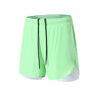 Short de bain vert uni à séchage rapide pour homme, taille mi-haute avec cordon de serrage, short de sport décontracté - Product Image 1