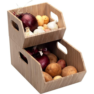 Premium Quality Wooden Organizer <b>Basket</b> With Handles Space Saving Multipurpose Home <b>Storage</b> Boxes For Kitchen Usage - Product Image 6