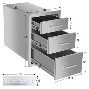 Armadietti con Cassetti Durevoli 45x58x58 cm per Cucina Esterna o Soluzione di Stoccaggio per Cortile - Product Image 3