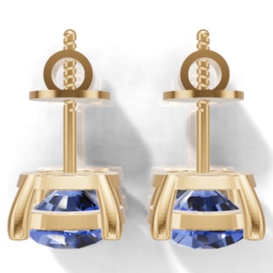 Heerani Jewels Natural Tanzanite Round Set 925 <b>Sterling</b> <b>Silver</b> Classic <b>Stud</b> Vermeil Yellow Gold Unisex <b>Earrings</b> All - Product Image 4