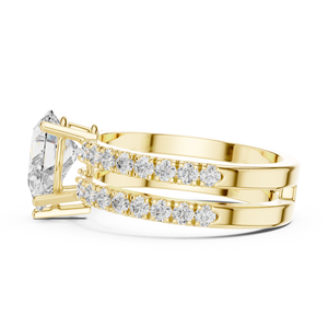 Luxury Pear Shape Diamond Engagement <b>Ring</b> 18K Gold Double Band <b>Split</b> Shank Micro Pave Bridal <b>Ring</b> for Women - Product Image 6