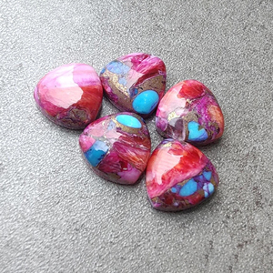 Turquesa Natural Rosa de Ostra Espinosa, Cabujón Trillón Calibrado con Base Plana, Gema | Disponibles en Todos los Tamaños - Product Image 5