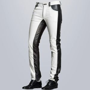 Black & <b>White</b> Mens Leather Pants - Product Image 1