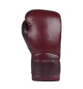 Burgundy Leather Boxing Gloves with <b>Velcro</b> Closure Adjustable Wrist <b>Strap</b> for Adult Training - Product Image 2