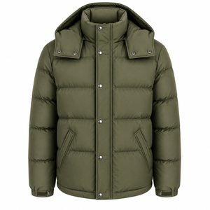 Men's Hooded Puffer Jacket Plain Dyed Custom Design Winter Quilted <b>Padded</b> Breathable <b>Waterproof</b> Outerwear - Product Image 1