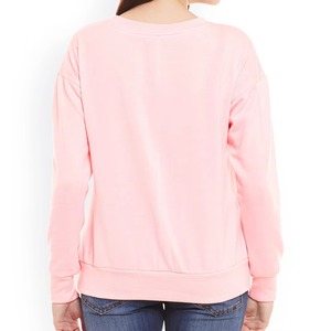 เสื้อสเวตเชิ้ตผู้หญิงสีชมพูอ่อนประดับเลื่อมและลูกปัดลายปักด้านหน้า คอกลม ไหล่ตก ทรงหลวม ผ้าฝ้าย แฟชั่น รับผลิตแบบ OEM - Product Image 6