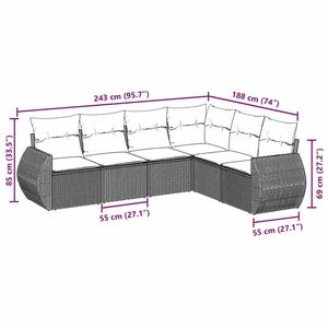 Ensemble de canapés de jardin en rotin PE noir et acier thermolaqué avec collection de meubles de jardin élégants en polyester - Product Image 3
