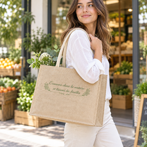 Natural Laminated Melange Cotton Tote <b>Bag</b> with Printed Front 39x31x19 cm Custom Logo Wholesale Promotional Shopping <b>Bag</b> SNC25NPM - Product Image 3