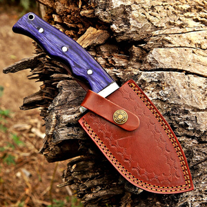 Cuchillo de Gancho para Deshuesar Forjado a Mano con Mango de Madera Púrpura y Funda de Cuero - Product Image 2