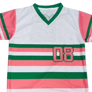 Sorority Custom Striped Baseball Jersey V-Neck <b>Short</b> <b>Sleeve</b> Unisex Adult Quick Dry Polyester 08 Front Print Sublimated Design - Product Image 3