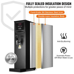 Calentador de Agua Eléctrico Comercial de 1500W con Calentamiento Rápido por Pasos, Dispensador de Agua Caliente de Acero Inoxidable 316, 50 - Product Image 6