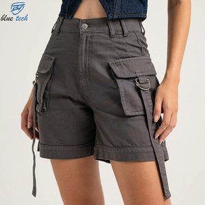 Shorts en jean pour femmes, taille haute, coupe slim, extensibles, effet usé, décontractés, pour l'été, avec impression de logo personnalisée, vente en gros - Product Image 5