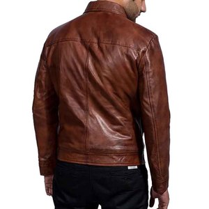 <b>Men</b> <b>Leather</b> <b>Jackets</b> Genuine Lambskin Slim Fit Biker <b>Jacket</b> Casual Fashion Winter Coat OEM Custom Logo Supplier - Product Image 4