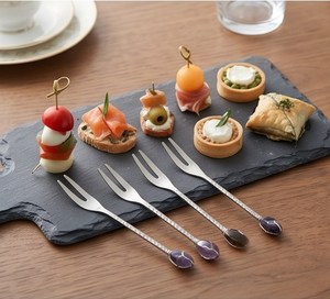 Ensemble de fourchettes en métal de style bohème avec manches en pierres précieuses, compatibles lave-vaisselle, pour mariage, dîner, accessoires de table - Product Image 5