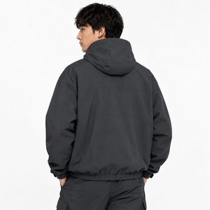 Nouvelle conception de veste coupe-vent imperméable personnalisée pour l'extérieur, avec demi-fermeture éclair et capuche, en polyester et nylon, pour moto, randonnée, veste décontractée pour hommes - Product Image 2