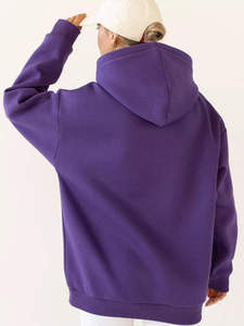 Sudadera con capucha y cremallera bordada de invierno para mujer y hombre, de forro polar, color liso, corte regular, 100% algodón orgánico, anti-bolitas - Product Image 3