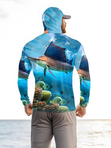 Sudadera de Pesca Unisex con Estampado Digital UPF 35 Anti-UV, Manga Larga, Diseño Sólido, Ropa para Exteriores, Logotipo Frontal, Forro Polar - Product Image 4