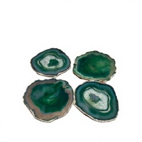Figurines en Agate Verte Plaquée Argent Faite à la Main en Gros, Décorations de Table en Cristal de Quartz Naturel, Mascotte Feng Shui en Pierre Précieuse