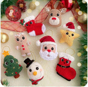 Set de Ganchillo para Hacer Muñecos Amigurumi Navideños de Fantasía, Modelo Educativo a Escala 1:4, Santa, Reno, Muñeco de Nieve, Árbol, Duende, de Algodón, Unisex - Product Image 1