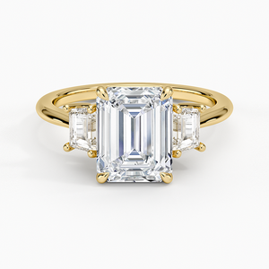 Anillo de Compromiso Solitario Embrace con Tres Piedras de Moissanita, Chapado en Oro de 14K, Engaste de Garras, Certificado GRA, para Aniversario de Bodas - Product Image 1