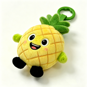 Customized Pineapple-shaped plush <b>keyring</b>,Smiling face pineapple plush keychain, Yellow pineapple plush <b>charm</b> - Product Image 5
