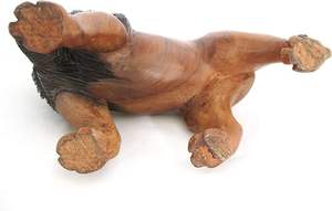 Statue de lion en bois de qualité supérieure, courbes lisses, accents dorés et personnage équin expressif, décoration. - Product Image 5