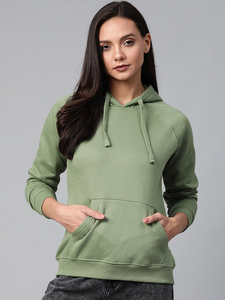 Women's Hooded Sweatshirt Solid Color Full Sleeve 100% Cotton Fleece Casual Autumn Wear Knitted Plain Dyed - Product Image 2