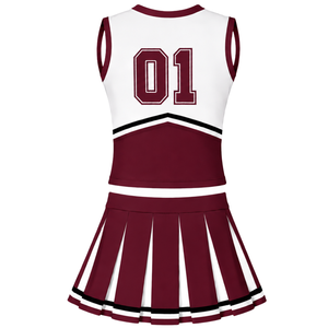 Ensemble d'uniforme de cheerleading marron, haut sans manches à col en V, jupe plissée, tenue de performance et d'entraînement pour équipes sportives et compétitions de danse - Product Image 2