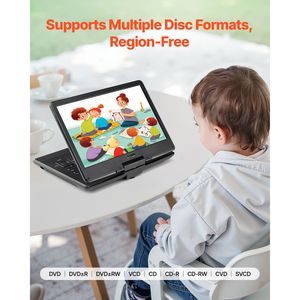 Display Portatile HD Girevole da 14 Pollici per Lettore DVD, 4,5 Ore di Autonomia, Batteria Ricaricabile Integrata, Doppi Altoparlanti, Supporto Sincronizzazione T per Casa - Product Image 5