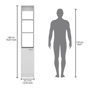Mobiletto alto da bagno Parks Linen con 6 ripiani e una porta, per soggiorno e cucina - Product Image 4