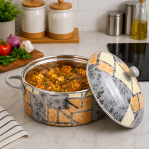 Olla de Acero Inoxidable con Aislamiento Térmico y Diseño Floral de Marvel Handicrafts, Recipiente para Servir Comida Caliente, Premium para la Cocina - Product Image 3