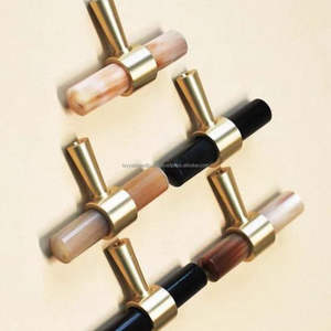 Exquisita perilla de cuerno en forma de T hecha a mano en la India con ágata DE LA India - Product Image 1