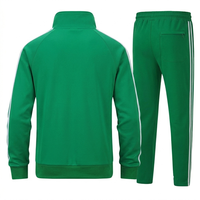Ensemble de survêtement unisexe vert avec sweat à capuche zippé et pantalon – Tenue décontractée de printemps en polyester respirant, imprimé délavé à l'acide